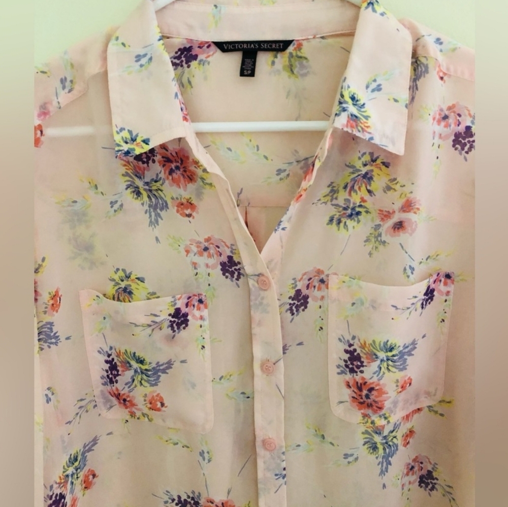 Vintage!!! Victoria's Secret ✨️ Floral Pink Women's Blouse Size S - Picture 3 of 8